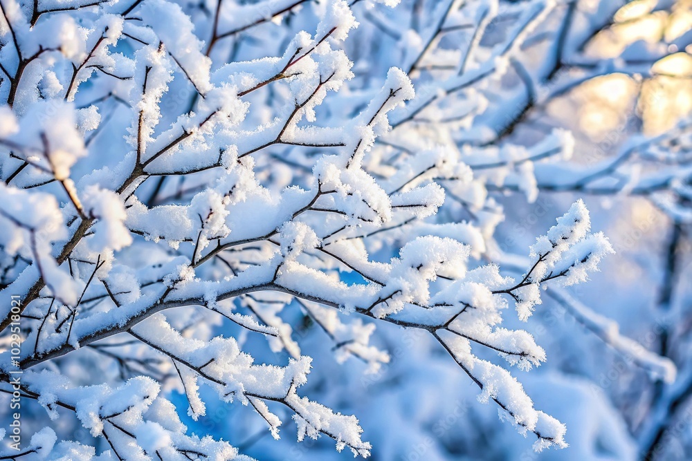Winter wonderland scene with snow covered branches Winter wonderland scene with snow covered branches