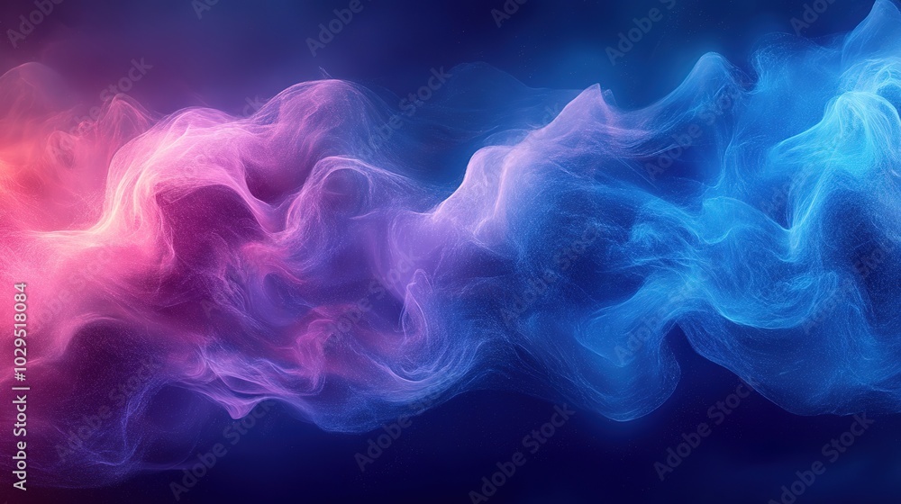 Abstract blue and pink light waves on a dark background. . Abstract blue and pink light waves on a dark background. .
