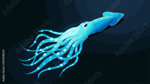 Bioluminescent squid tentacles emerging from the deep ocean.