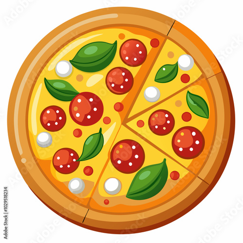 a new york cheese pizza vector art on a clear white background, vector, digital illustration