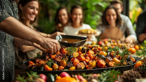  Festive Thanksgiving vegetarian dinner  photo