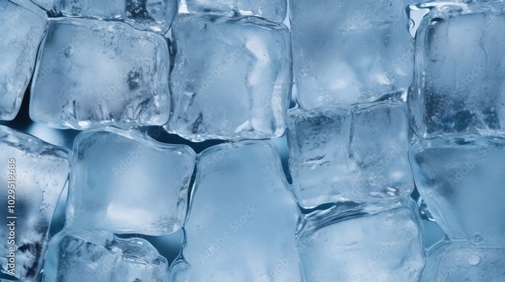 Crystal clear ice cubes as background, top view. Neural network ai generated art Crystal clear ice cubes as background, top view. Neural network ai generated art