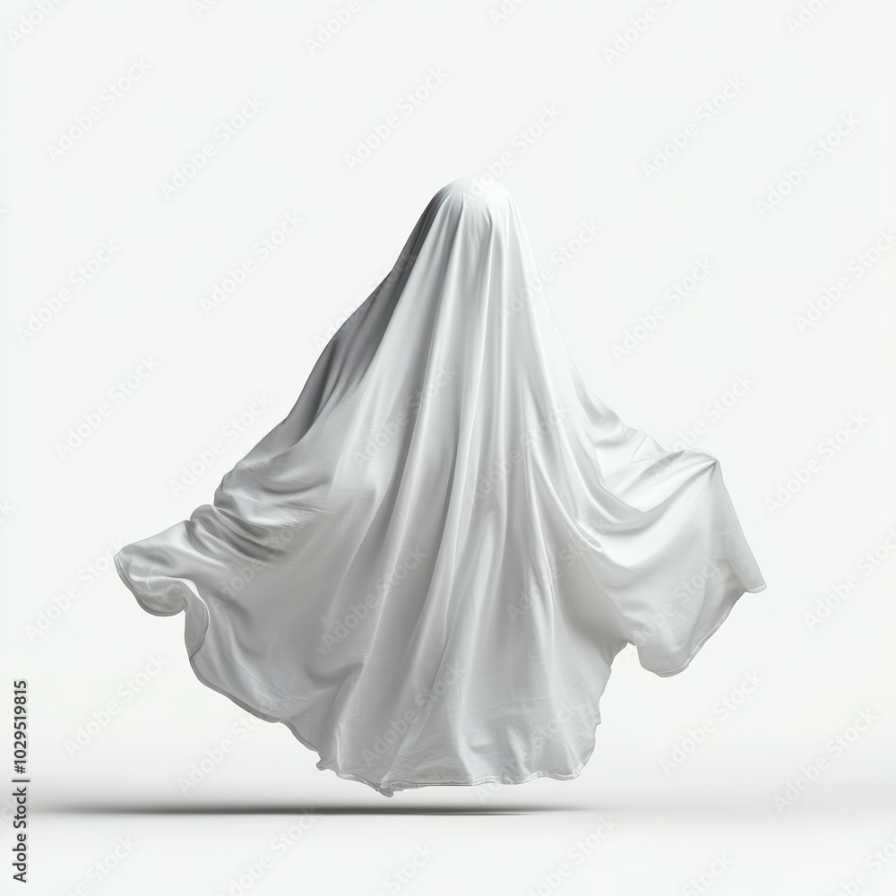 Mysterious ghost figure, white isolated background. Mysterious ghost figure, white isolated background.