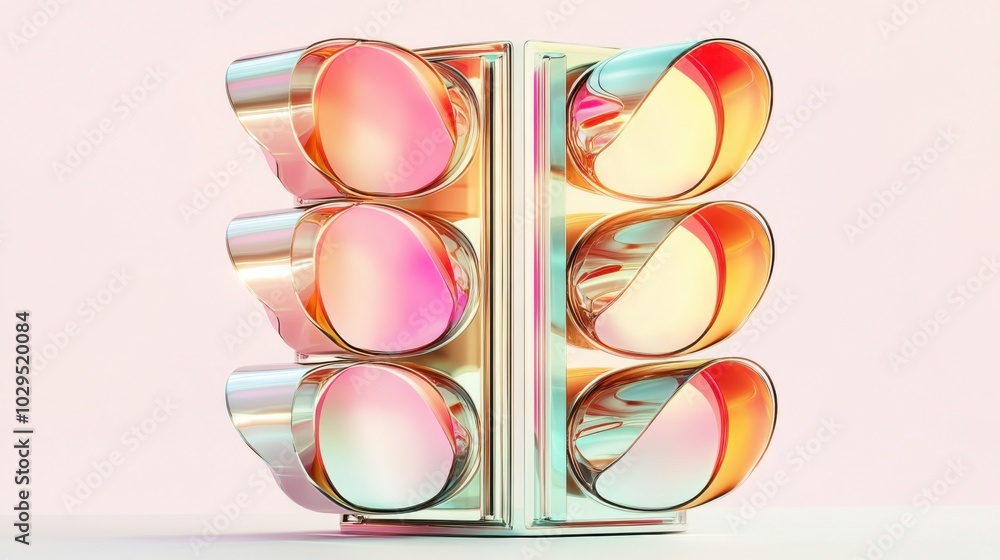 © Business Image - Iridescent floating traffic light icons for digital design and media