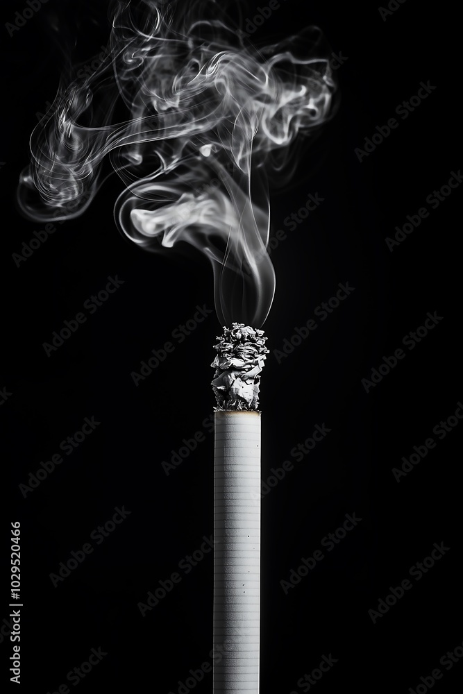 Smoking Cigarette on Black Background Smoking Cigarette on Black Background