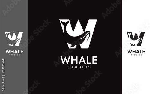 Whale Studio Letter W logo modern and clever style
