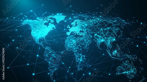 Global Network of Interconnected Dots and Lines