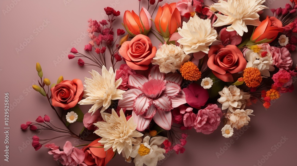 Spring banner for 8 march, mother's day, colorful vibrant bouquet of various flowers. Spring banner for 8 march, mother's day, colorful vibrant bouquet of various flowers.