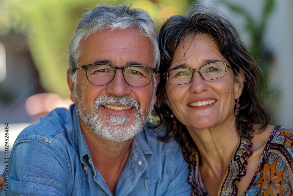 A happy couple enjoys a joyful moment together outdoors on a sunny afternoon A happy couple enjoys a joyful moment together outdoors on a sunny afternoon