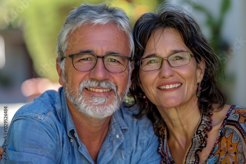 A happy couple enjoys a joyful moment together outdoors on a sunny afternoon