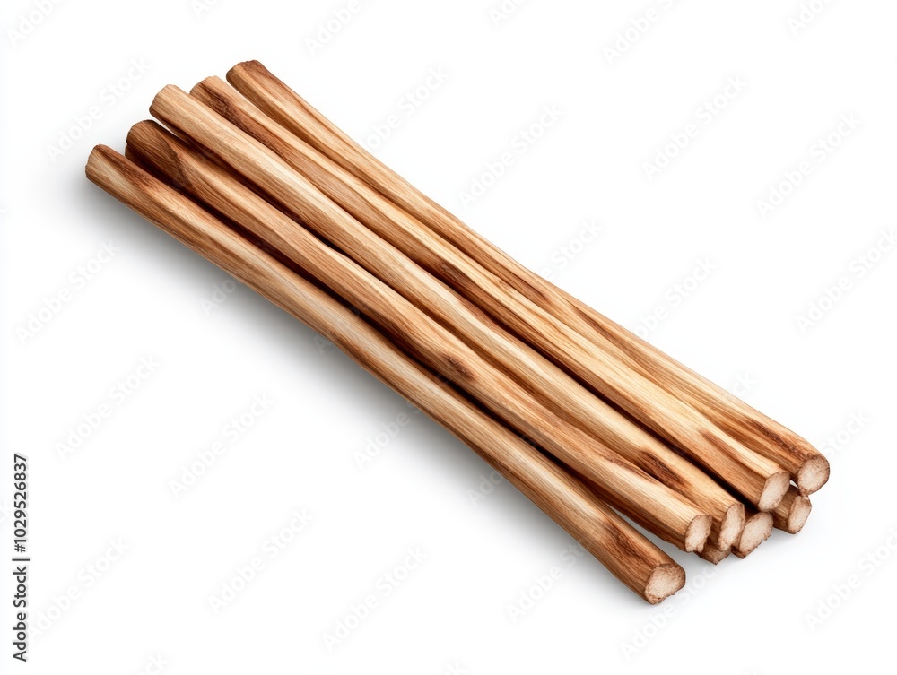 Natural wooden sticks arranged neatly on a white isolate background. Natural wooden sticks arranged neatly on a white isolate background.
