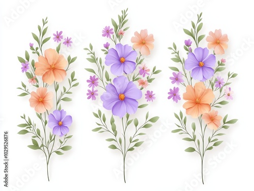 Colorful floral arrangement on a white isolated background.