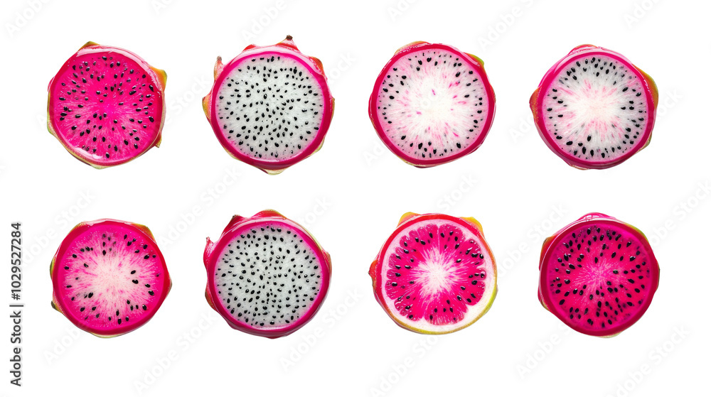 Sliced Dragon Fruit. Sliced Dragon Fruit.