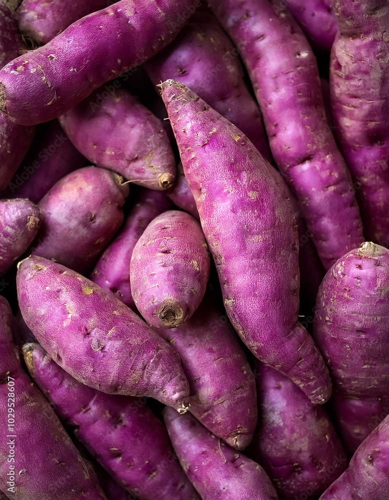 Fresh a pile of close-up Some purple sweet yam texture, pattern background Fresh a pile of close-up Some purple sweet yam texture, pattern background