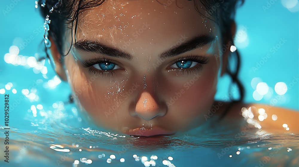 Close-up of woman emerging from water Close-up of woman emerging from water