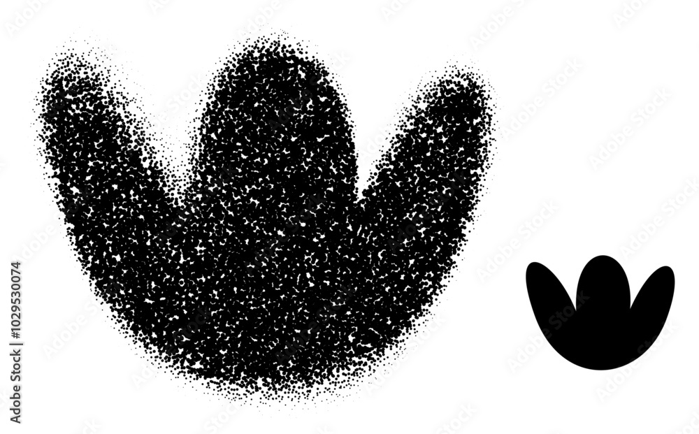 Vector illustration of a rounded petal shape with stippling texture, creating a dotted effect, ideal for floral or decorative designs. Vector illustration of a rounded petal shape with stippling texture, creating a dotted effect, ideal for floral or decorative designs.