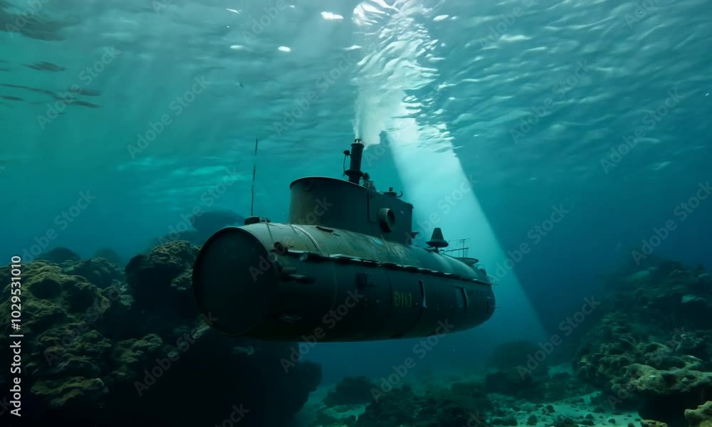 old submarine in the sea and ocean, navigating the depths old submarine in the sea and ocean, navigating the depths