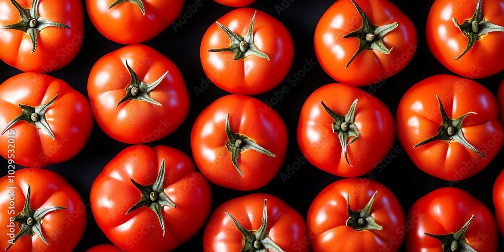 Flat lay of fresh tomatoes on black surface Flat lay of fresh tomatoes on black surface