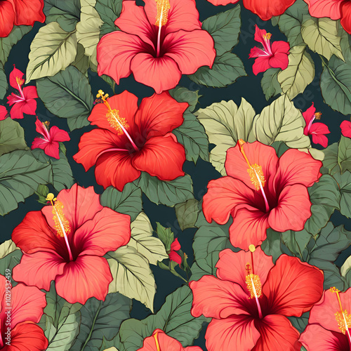 Wallpaper Mural Hibiscus Flower Digital Paper Torontodigital.ca