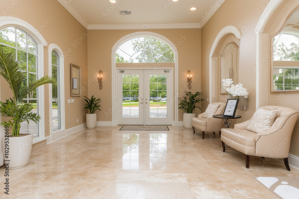 modern interior hallway featuring elegant decor, stylish furniture, marble walls, and contemporary lighting design modern interior hallway featuring elegant decor, stylish furniture, marble walls, and contemporary lighting design