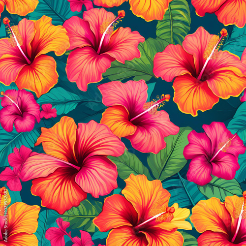 Wallpaper Mural Hibiscus Flower Digital Paper Torontodigital.ca