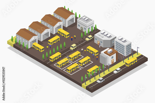 Bus depot isometric