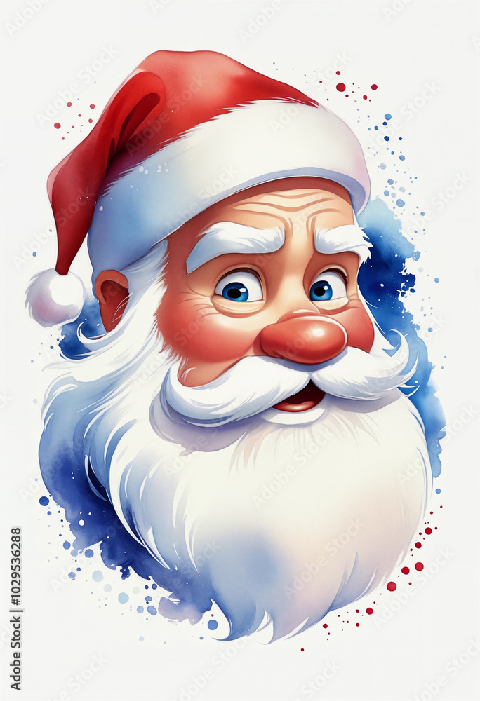 Santa Claus in a red hat and coat with a white gray long beard. Traditional symbol of Christmas, portrait, white background Santa Claus in a red hat and coat with a white gray long beard. Traditional symbol of Christmas, portrait, white background