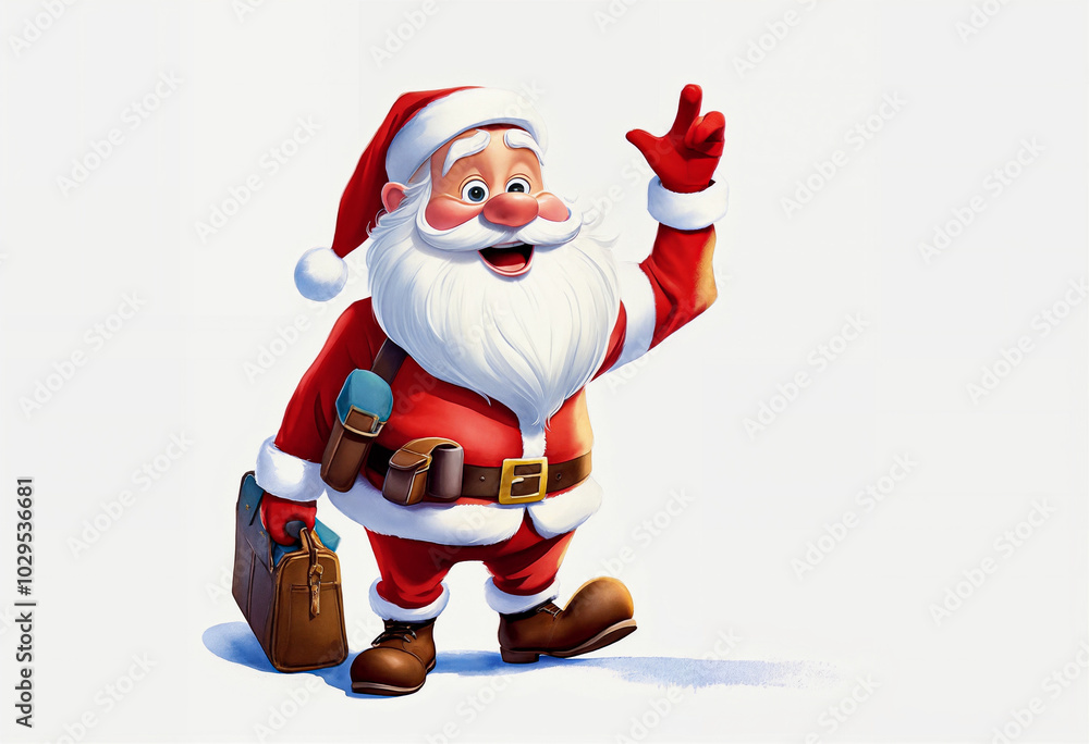Santa Claus in a red hat and coat with a gray long beard is smiling. Traditional symbol of Christmas, portrait, white background Santa Claus in a red hat and coat with a gray long beard is smiling. Traditional symbol of Christmas, portrait, white background