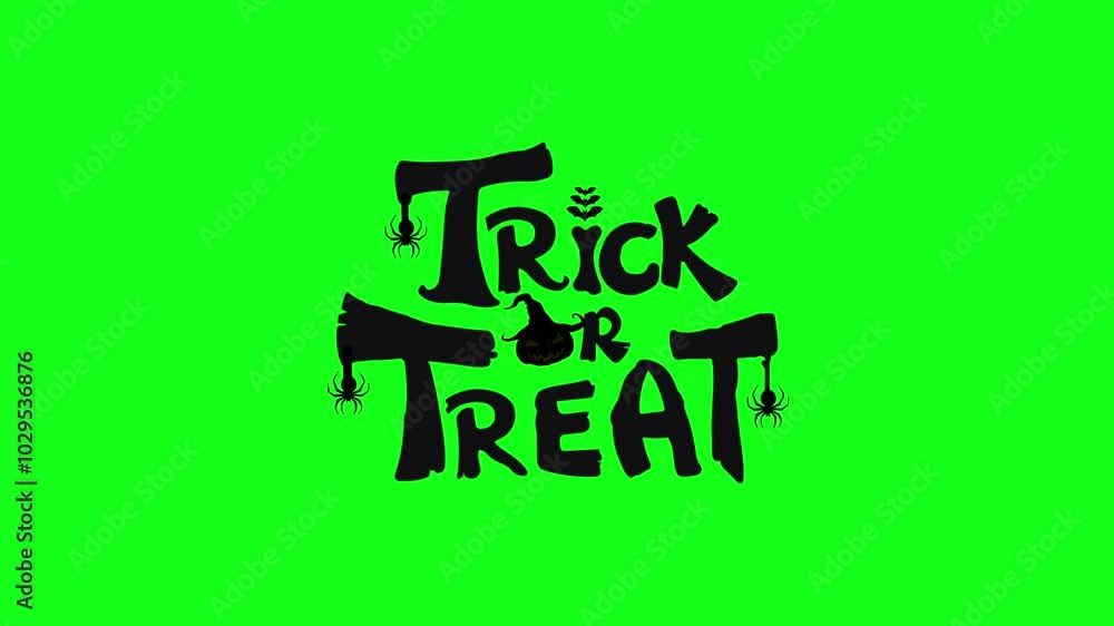 Halloween trick or treat text animated with spider, flying bat and pumpkin on green screen. Looping vector animation for Halloween, scary, spooky, horror editing Halloween trick or treat text animated with spider, flying bat and pumpkin on green screen. Looping vector animation for Halloween, scary, spooky, horror editing