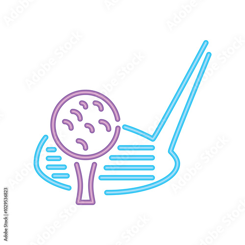golf sport neon lighs icon