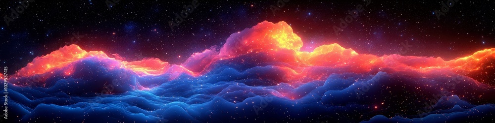 Obraz premium Stunning Cosmic Landscape with Vibrant Colors and Starry Background