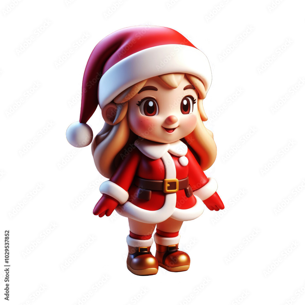 Cartoon Style Young Girl Celebrating Christmas Cartoon Style Young Girl Celebrating Christmas