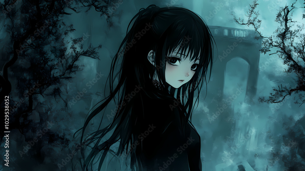 Cute Yandere Anime Girl with Horror Vibes Dark Wallpaper Cute Yandere Anime Girl with Horror Vibes Dark Wallpaper