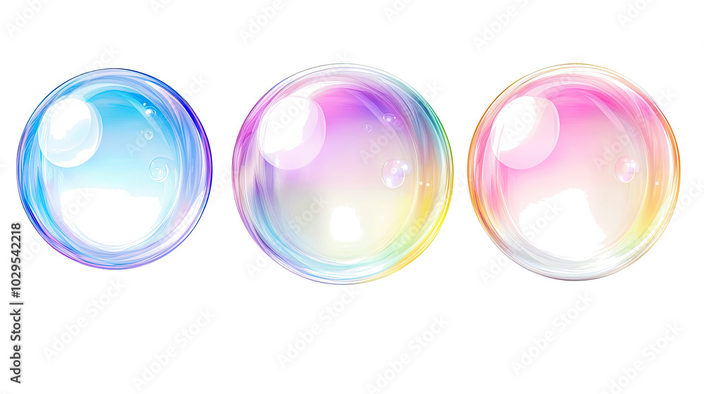 Colorful Soap Bubbles With Rainbow Reflections on a White Background Generative AI Colorful Soap Bubbles With Rainbow Reflections on a White Background Generative AI