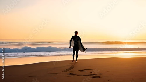 A surfer on a beach with his boat waiting for his next ride.