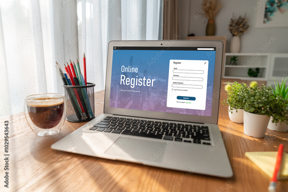 Fototapeta premium Online registration form for modish form filling on the internet website