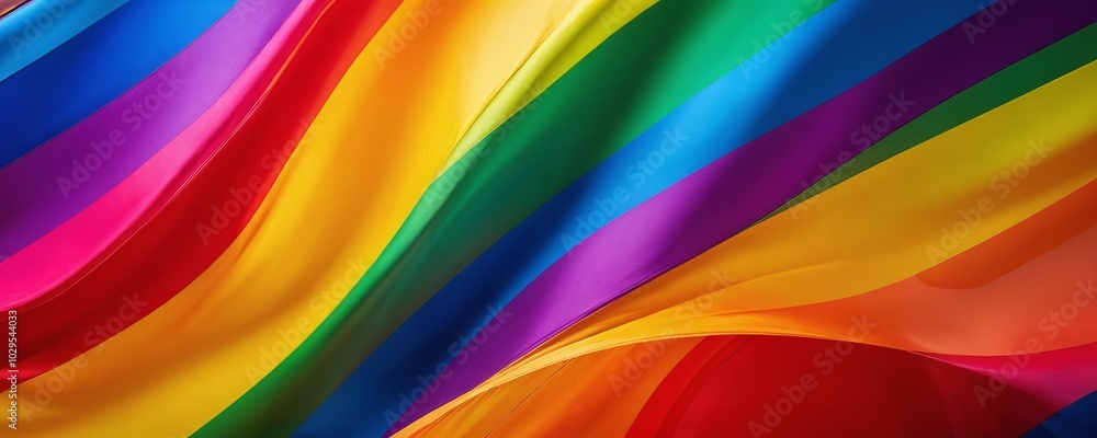 Vibrant rainbow flag waving gently in the breeze during a community celebration of diversity and inclusion on a sunny day Vibrant rainbow flag waving gently in the breeze during a community celebration of diversity and inclusion on a sunny day