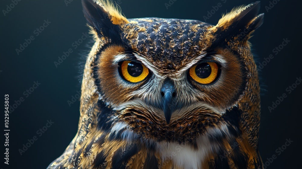 Realistic Owl with Striking Eyes and Detailed Feathers Realistic Owl with Striking Eyes and Detailed Feathers