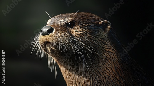 Realistic Otter Portrait in Natural Light photo