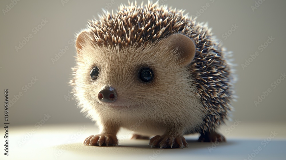 Realistic Hedgehog on a Light Background Realistic Hedgehog on a Light Background
