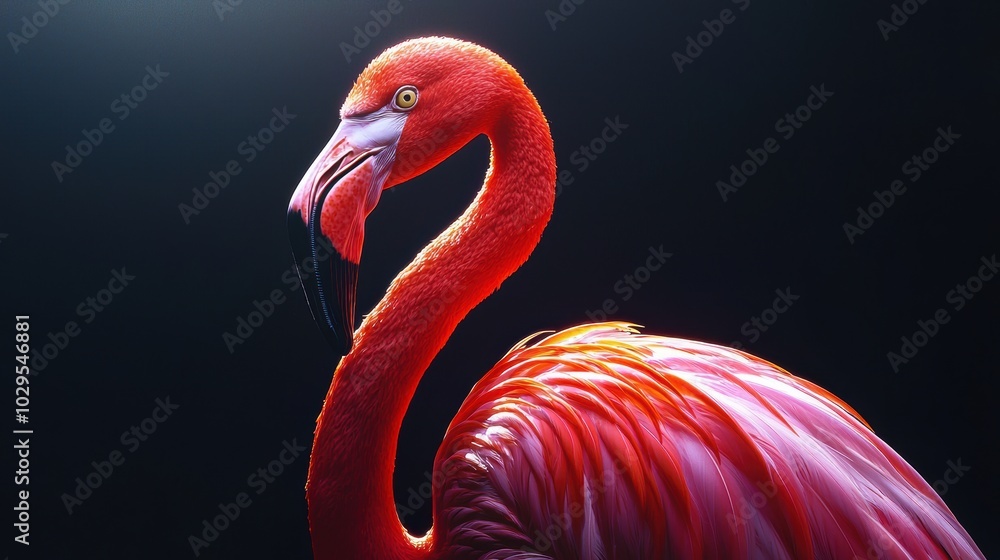 Naklejka premium Realistic Flamingo Portrait in Bright Colors