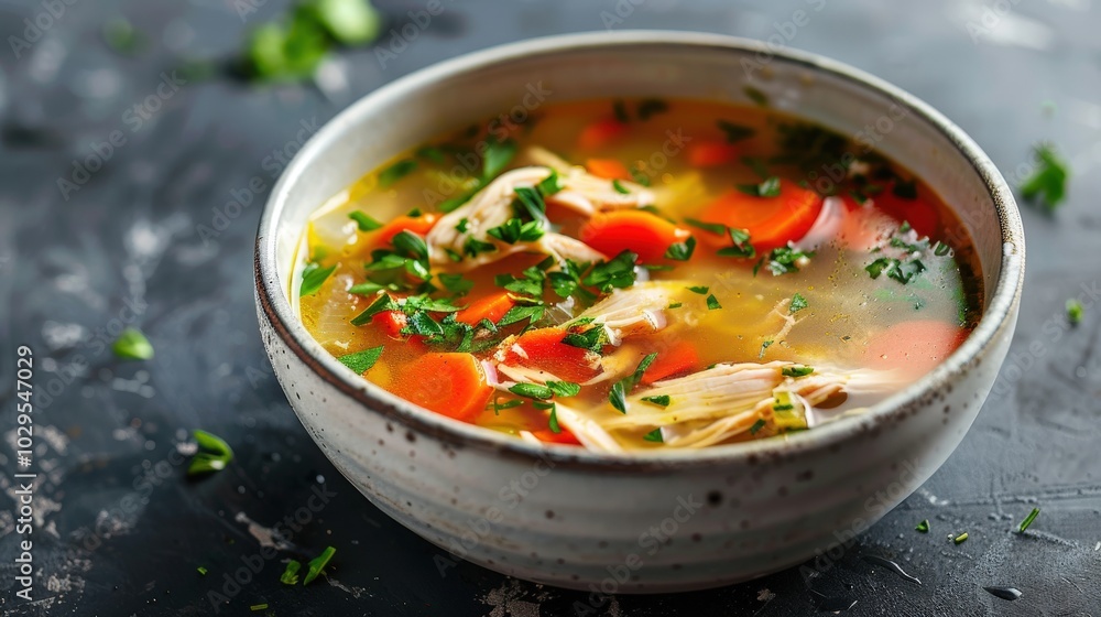 Homemade Chicken Soup Close-Up Homemade Chicken Soup Close-Up