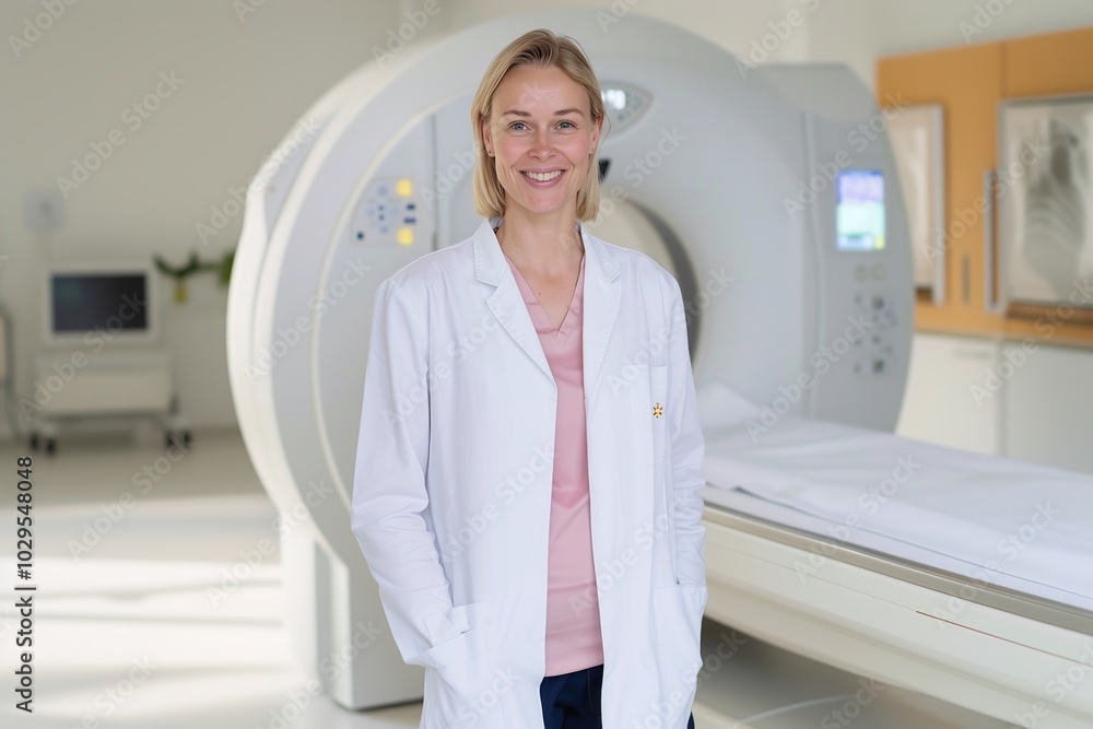 Female Doctor in MRI Room, Professional Medical Facility, Confident and Friendly Healthcare Expert, Modern and Bright Setting, Clinical and Minimalistic, Copy Space for Branding
Female Doctor in MRI Room, Professional Medical Facility, Confident and Friendly Healthcare Expert, Modern and Bright Setting, Clinical and Minimalistic, Copy Space for Branding