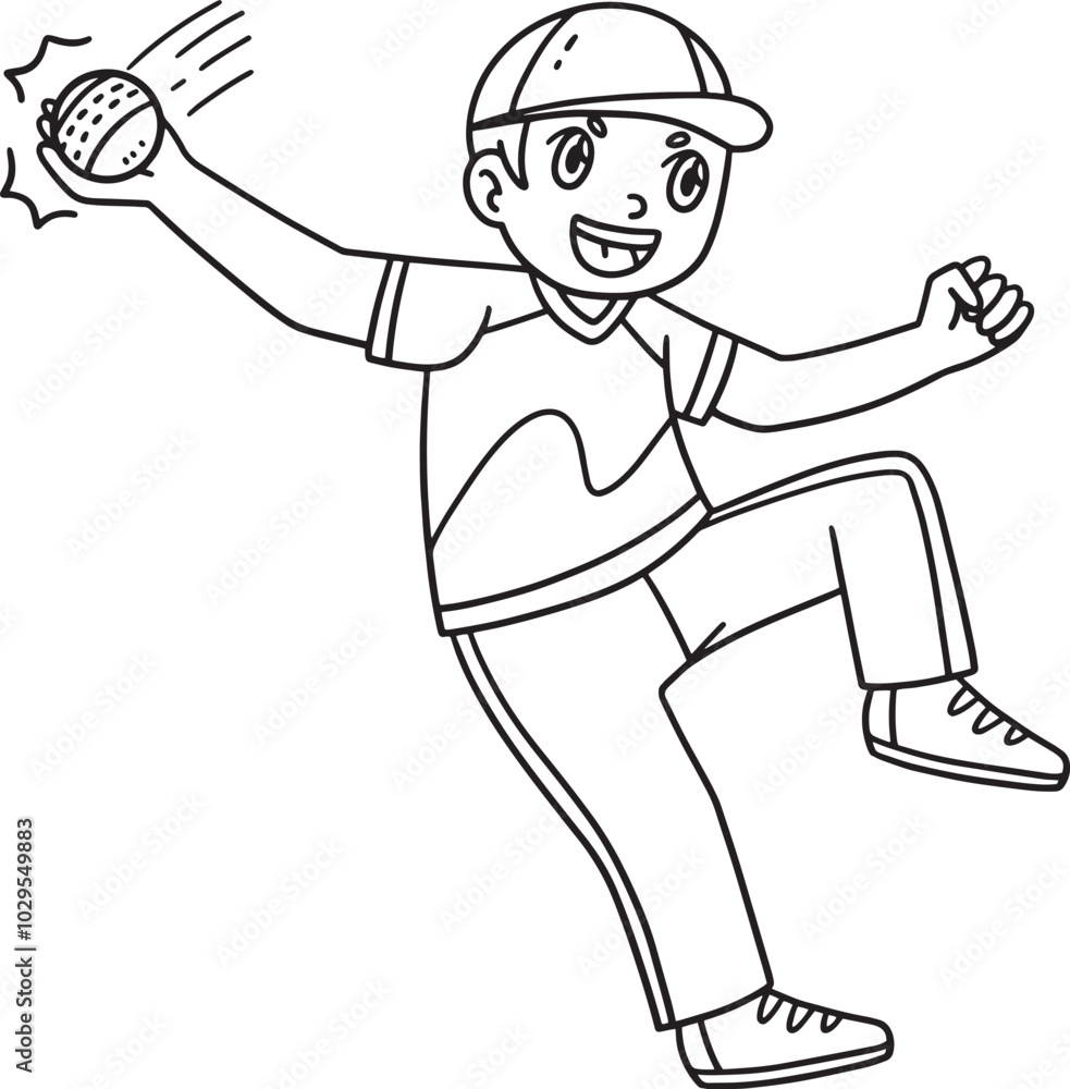 Cricket Fielder Catching Ball Isolated Coloring Cricket Fielder Catching Ball Isolated Coloring