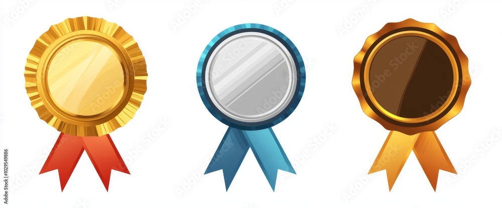 The gold, silver, and bronze medals on white are part of a set