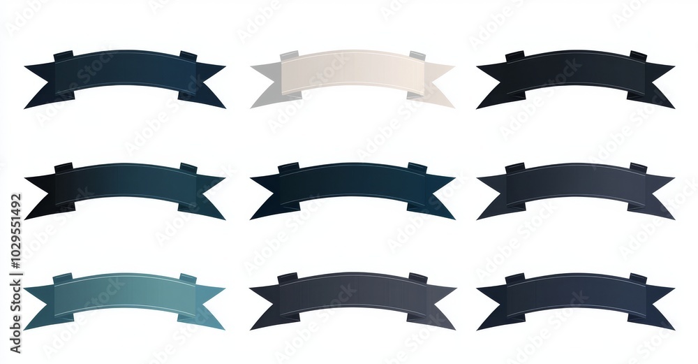 Modern ribbons banners isolated on a turquoise background. Sets of ribbons or banners. Modern illustration. Modern ribbons banners isolated on a turquoise background. Sets of ribbons or banners. Modern illustration.