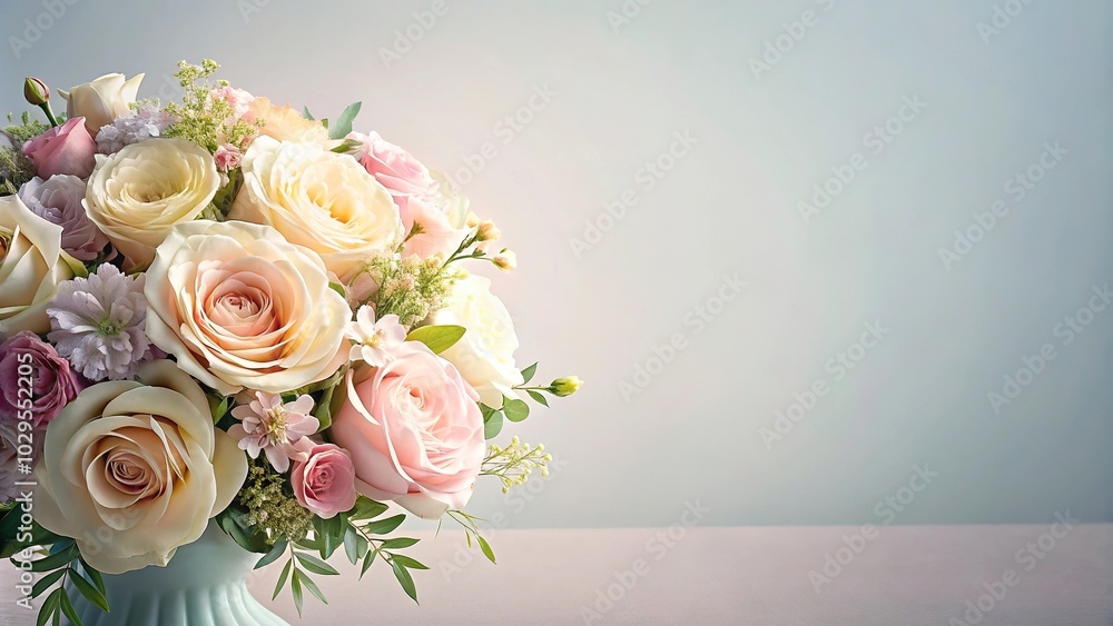 Pastel flower arrangement with blank background Pastel flower arrangement with blank background
