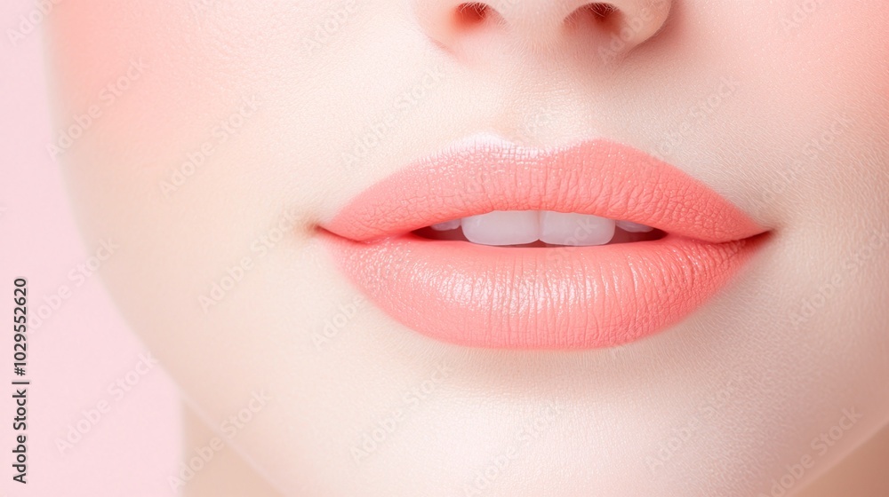 Close-Up of Glossy Peach Lips, Smooth Lip Texture, Minimalistic Beauty, Bright Natural Lighting, Subtle Lip Gloss, Radiant Skin, Soft Focus, Lip Care and Makeup Concept
Close-Up of Glossy Peach Lips, Smooth Lip Texture, Minimalistic Beauty, Bright Natural Lighting, Subtle Lip Gloss, Radiant Skin, Soft Focus, Lip Care and Makeup Concept
