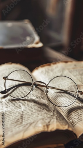 Pair of reading glasses, 4K hyperrealistic photo