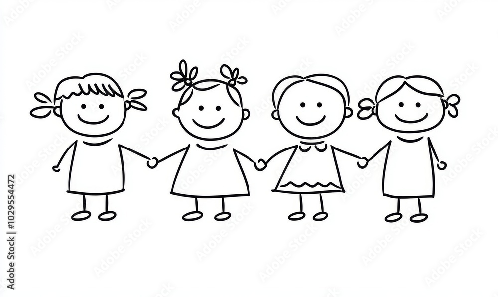 Continually drawn one-line illustration of a happy family with three children. Modern illustration. Continually drawn one-line illustration of a happy family with three children. Modern illustration.
